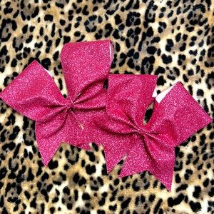 Hot pink glitter cheer bow